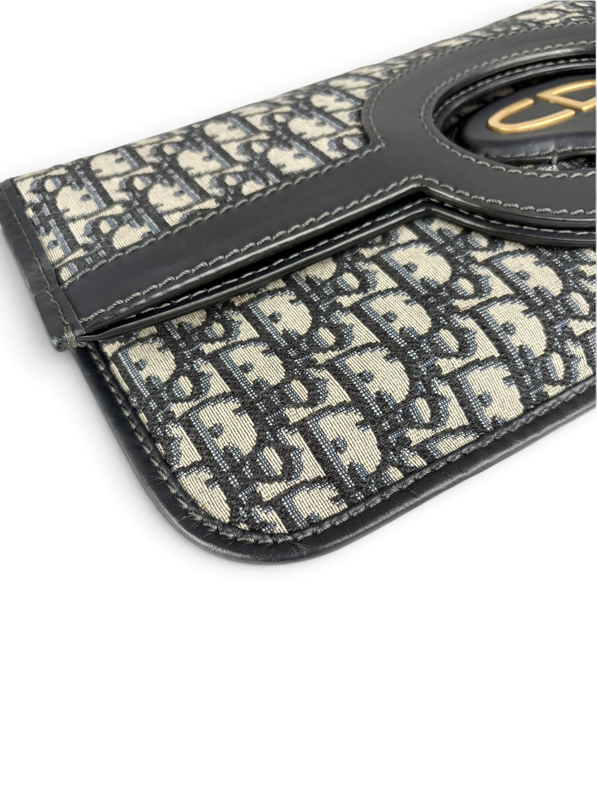 Dior Navy Oblique XL Fold Over Clutch