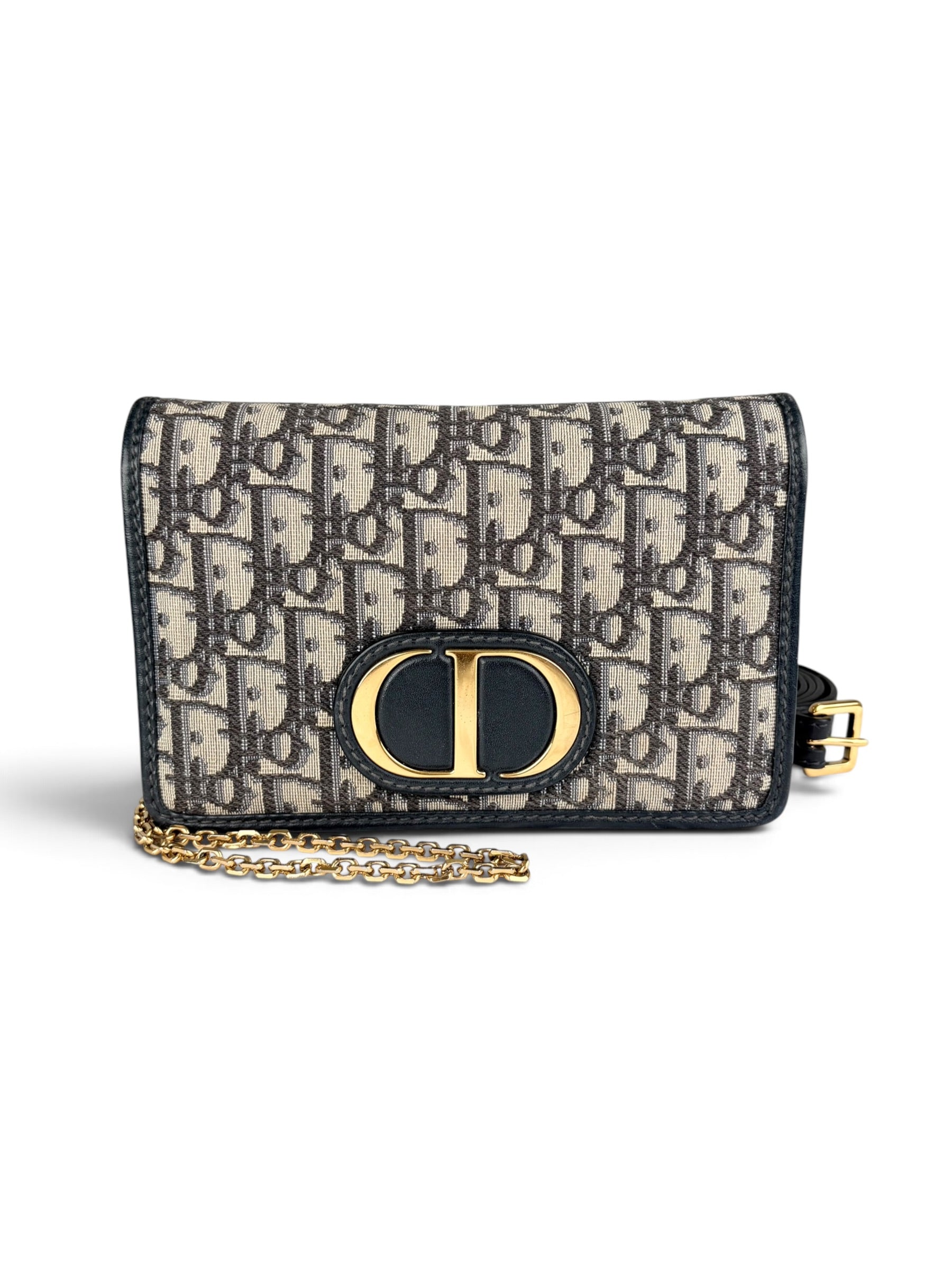 Christian Dior Navy Oblique 30 Montaigne 2-in-1 Pouch