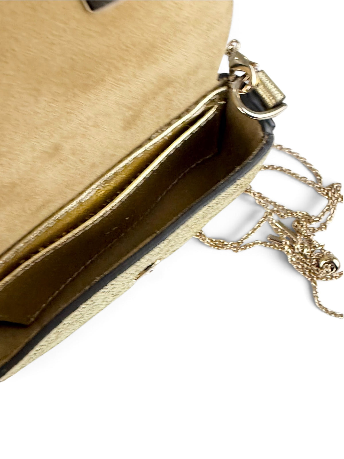 Fendi Gold Crystal FF Nano Baguette Charm Crossbody