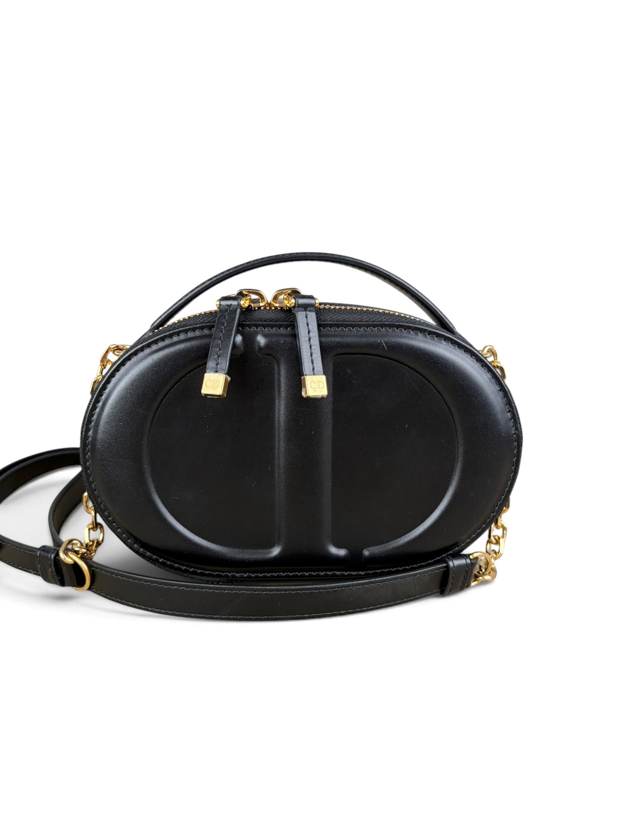 Christian Dior Black Calfskin CD Oval Camera Bag