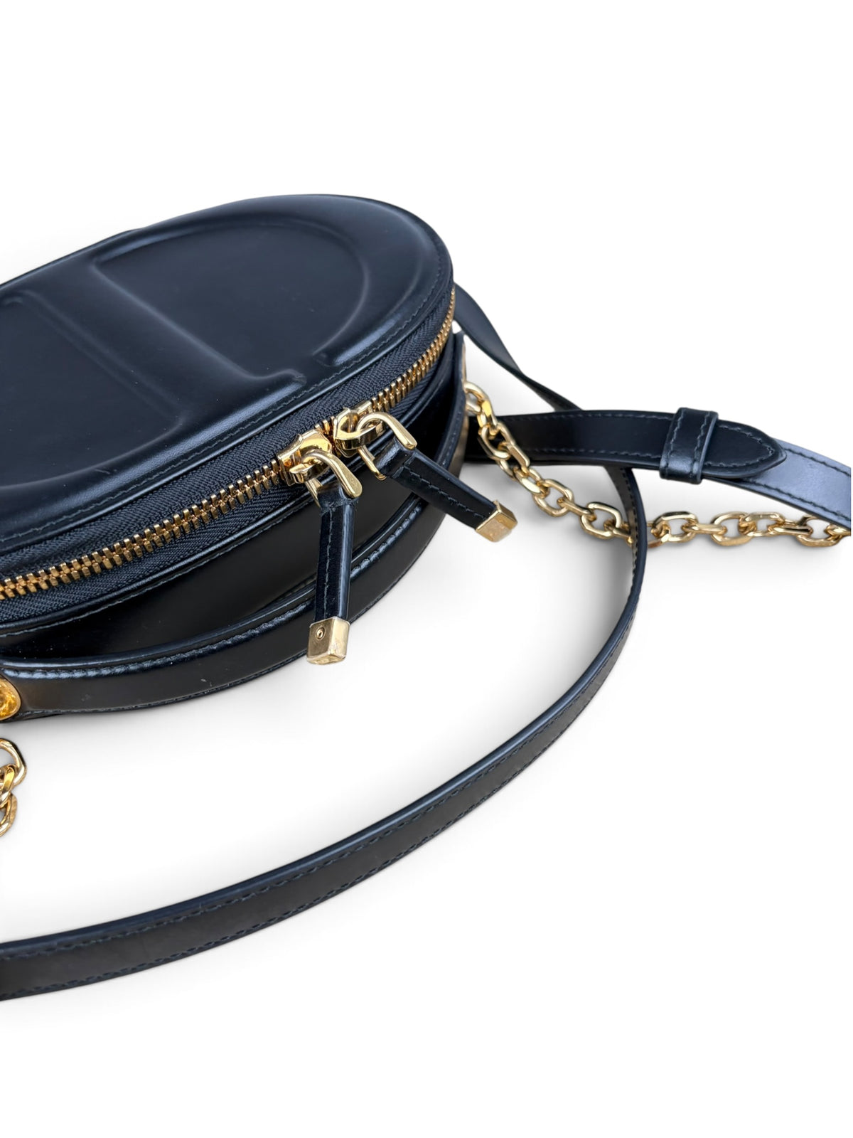 Christian Dior Black Calfskin CD Oval Camera Bag