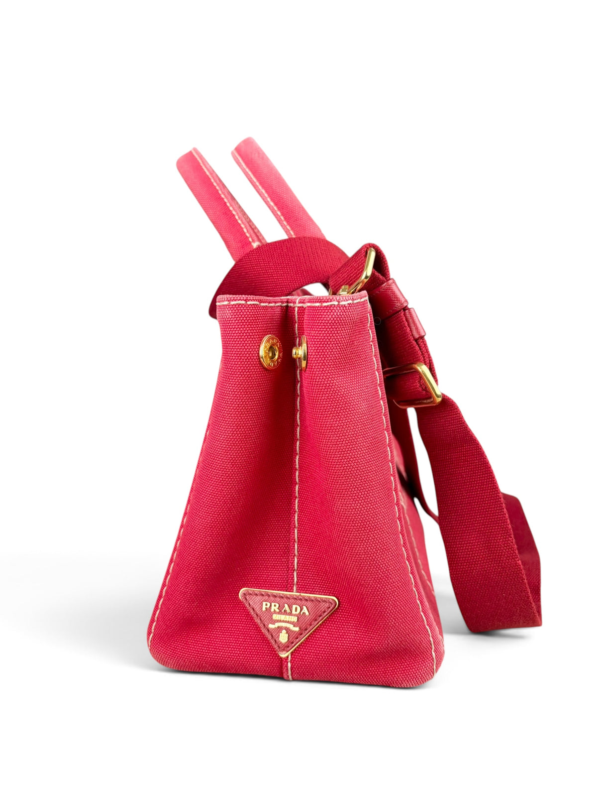 Prada Red Canvas Small Canapa Tote