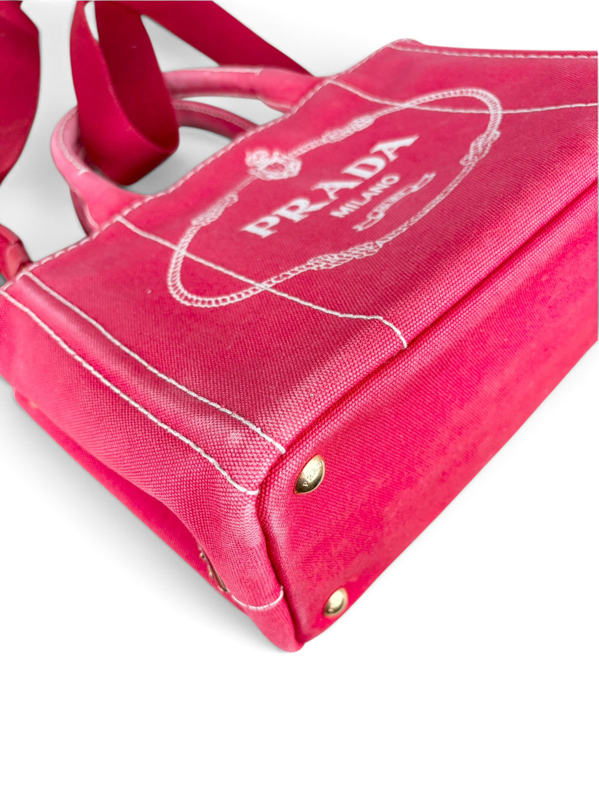 Prada Red Canvas Small Canapa Tote
