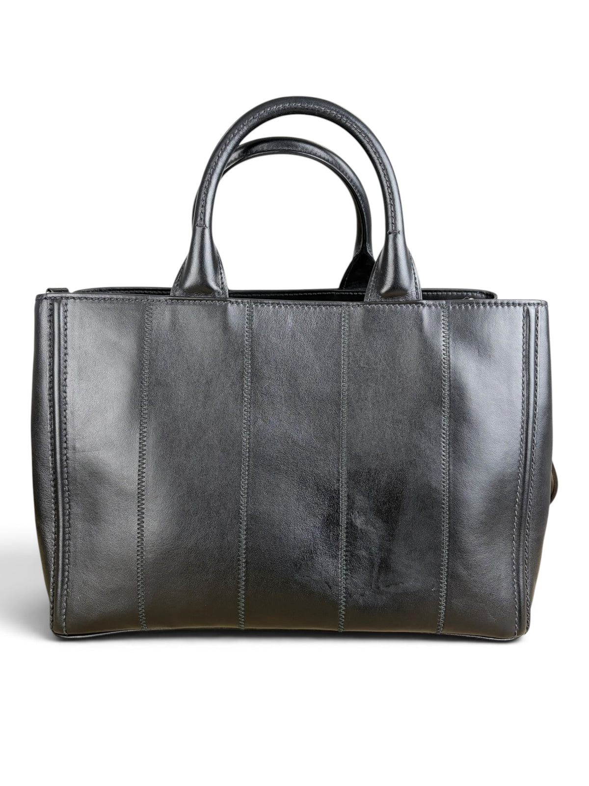 Prada Black Vertical Stitch Soft Calfskin Canapa Tote