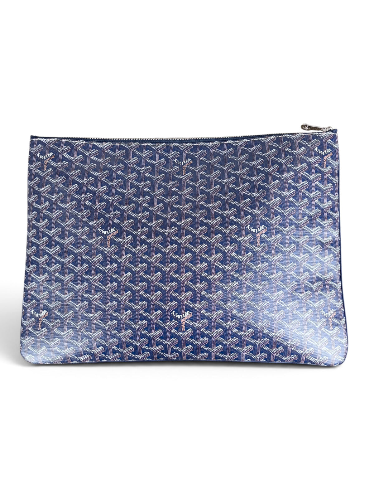 Goyard Navy Goyardine Canvas Senat Pouch GM