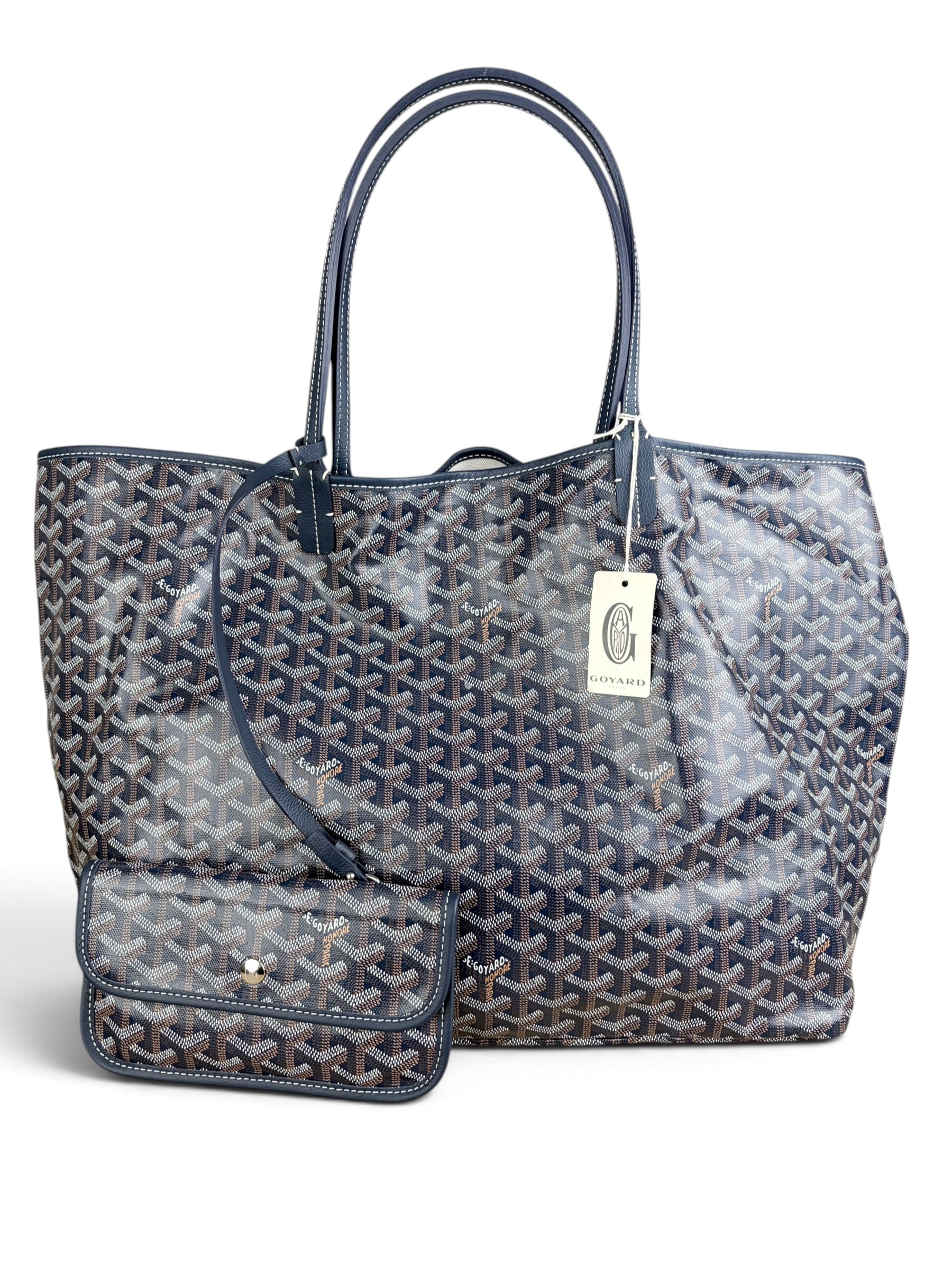 Goyard Navy Goyardine Canvas Saint Louis Tote GM