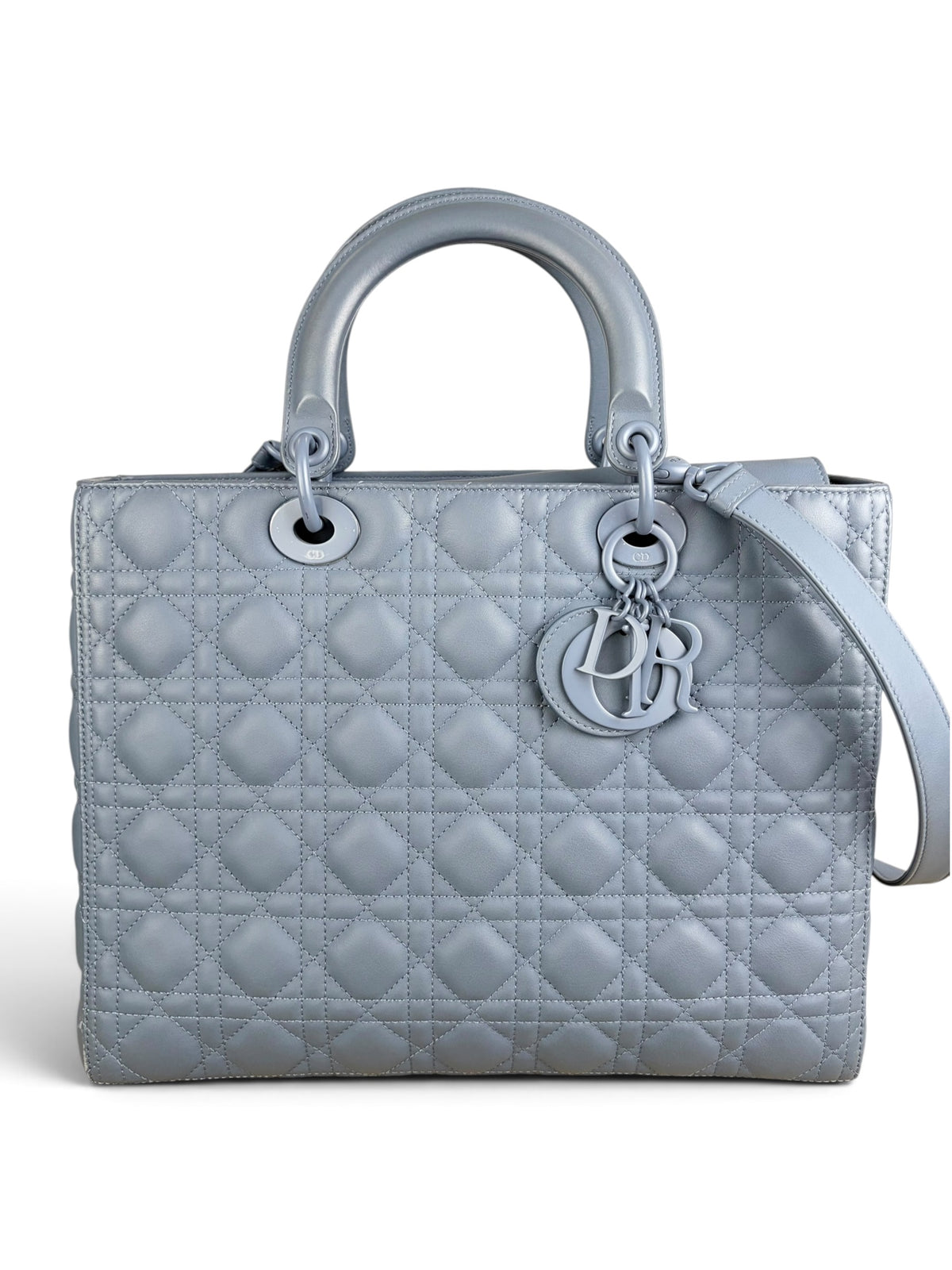 Christian Dior Blue Ultra Matte Leather Lady Dior Large