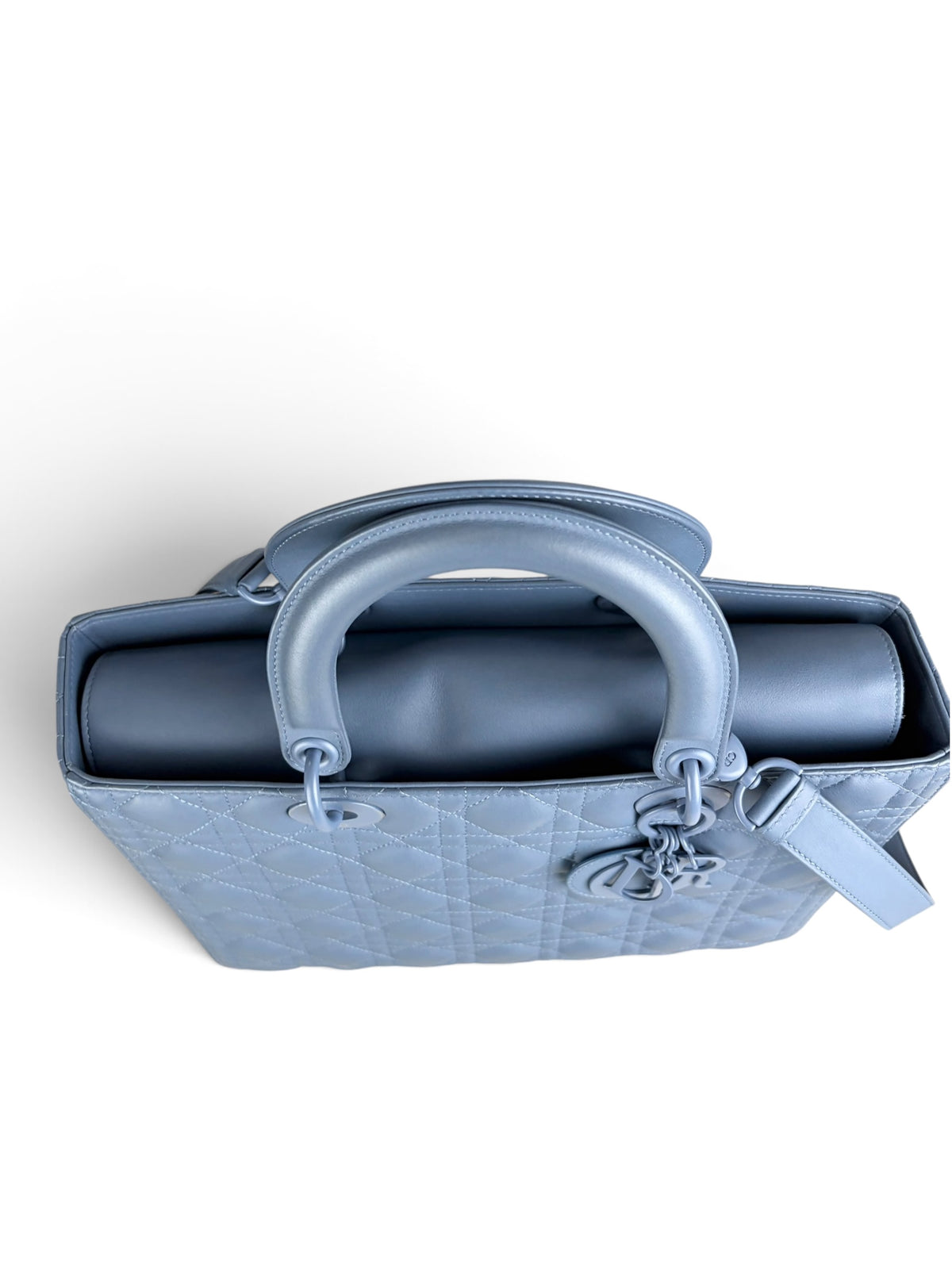 Christian Dior Blue Ultra Matte Leather Lady Dior Large