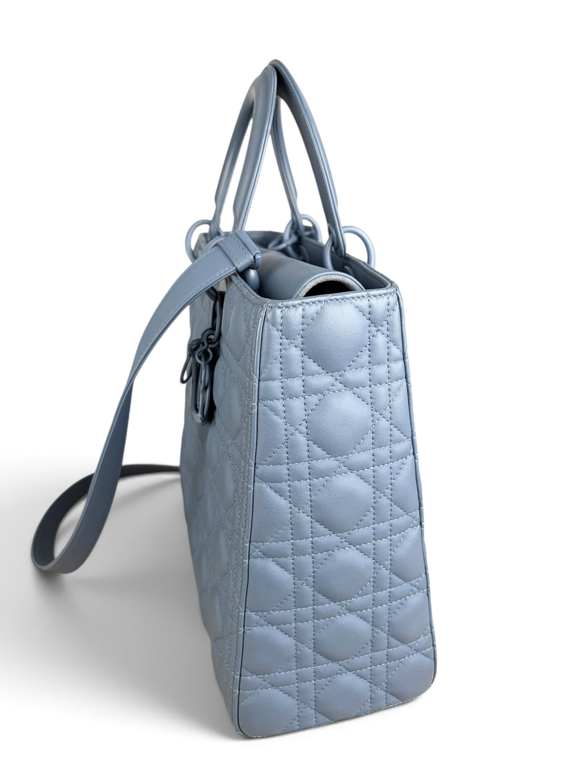 Christian Dior Blue Ultra Matte Leather Lady Dior Large
