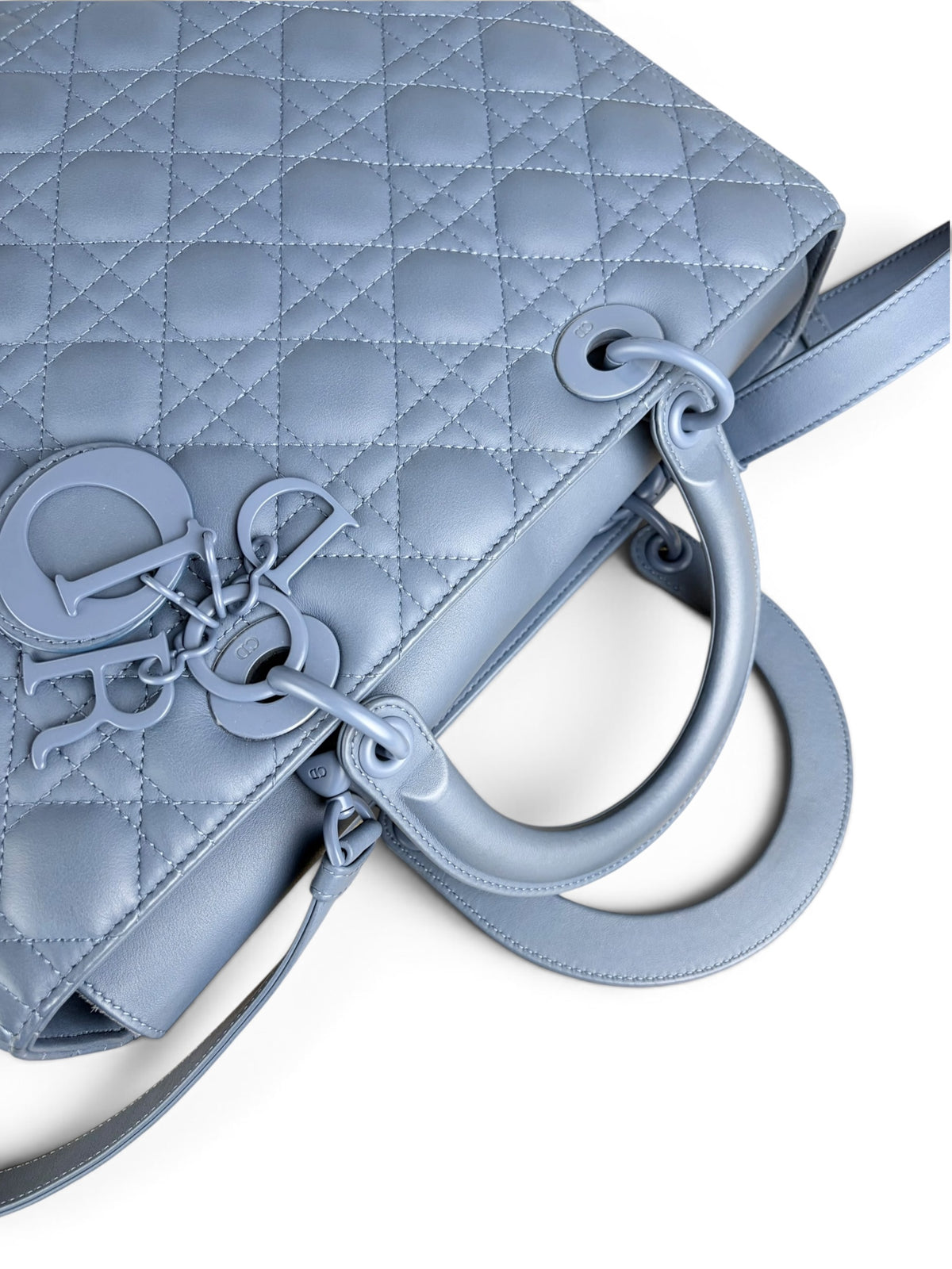 Christian Dior Blue Ultra Matte Leather Lady Dior Large