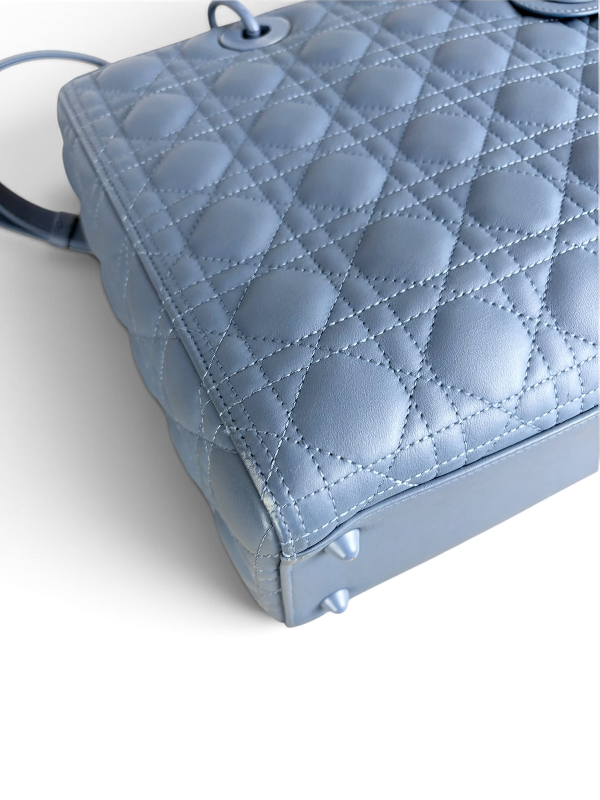 Christian Dior Blue Ultra Matte Leather Lady Dior Large