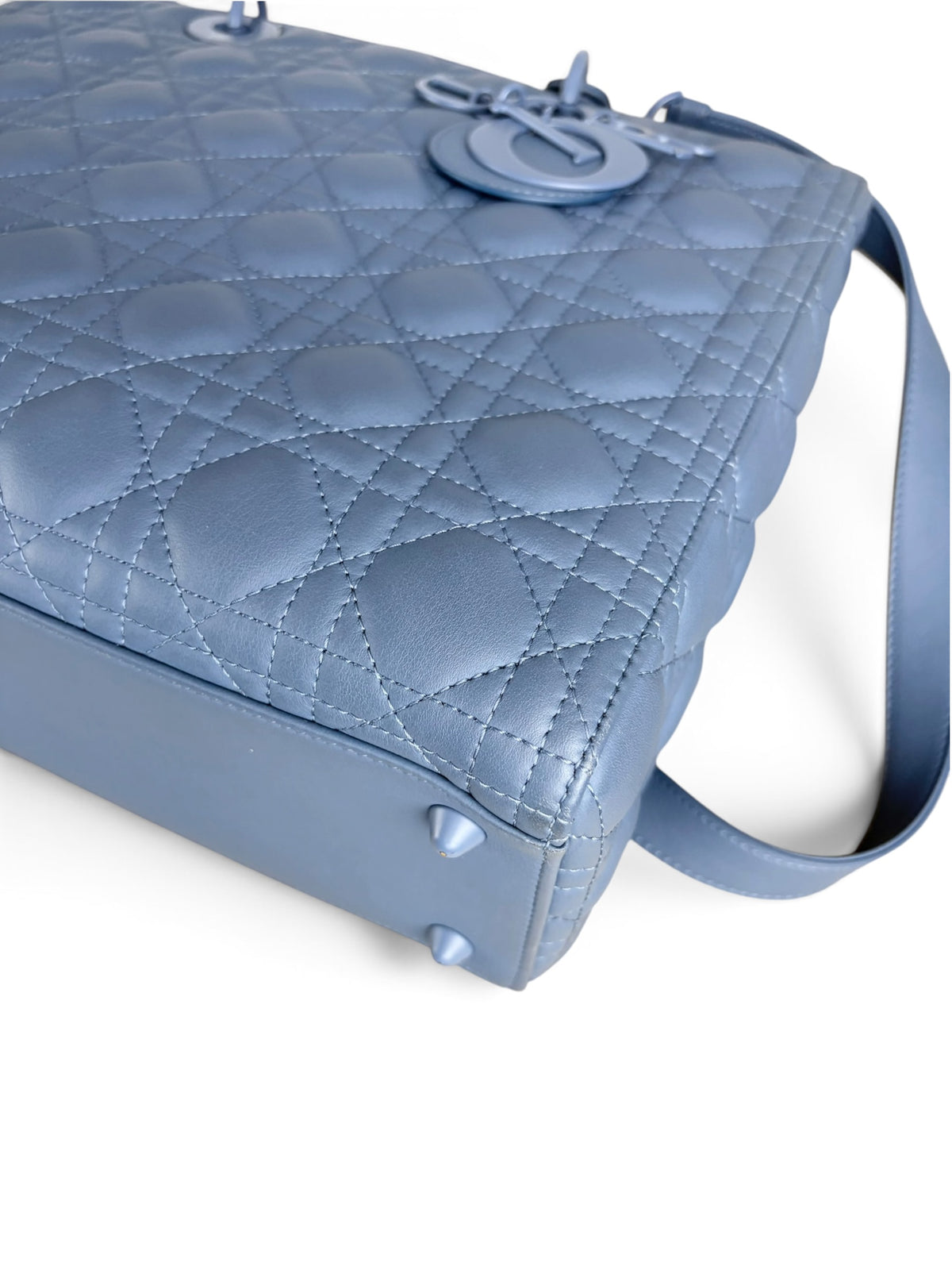 Christian Dior Blue Ultra Matte Leather Lady Dior Large