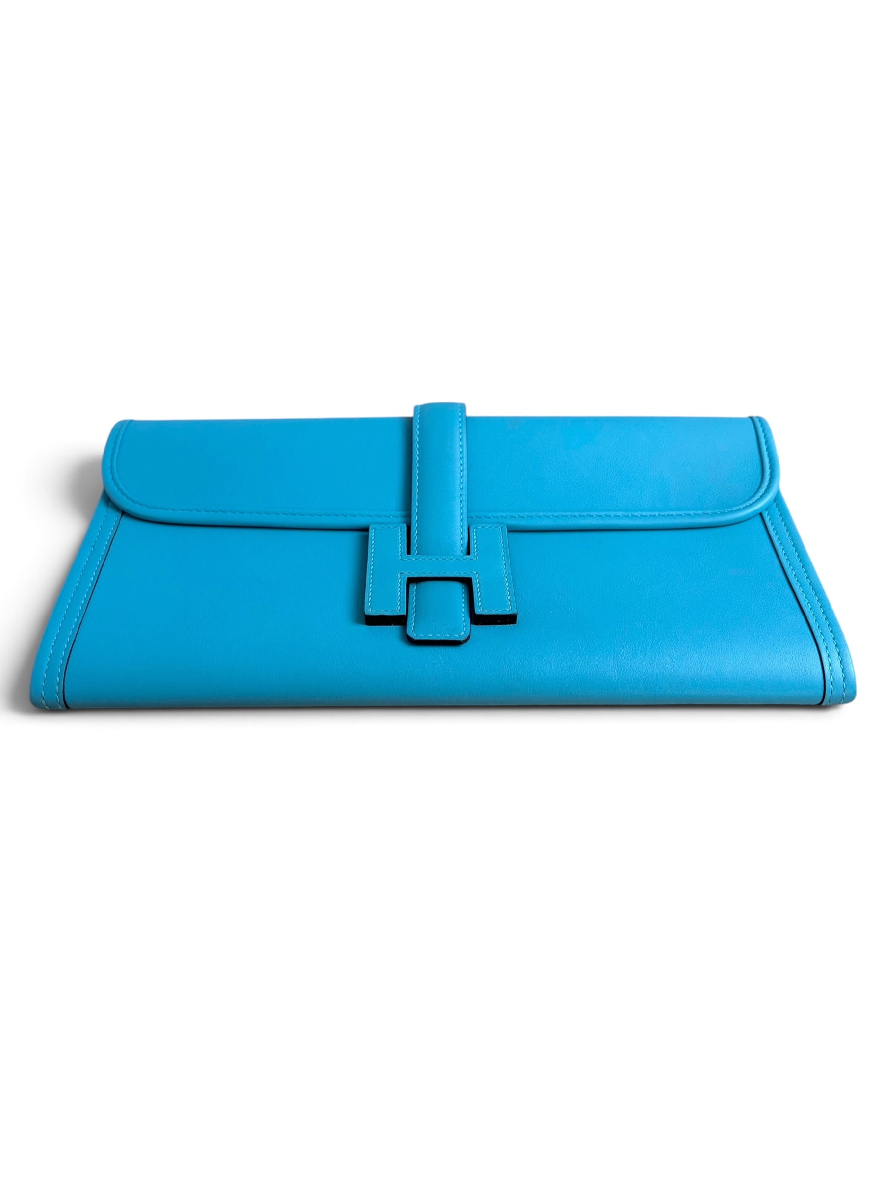 Hermes Bleu Saint Cyr Swift Jige Elan Clutch 29