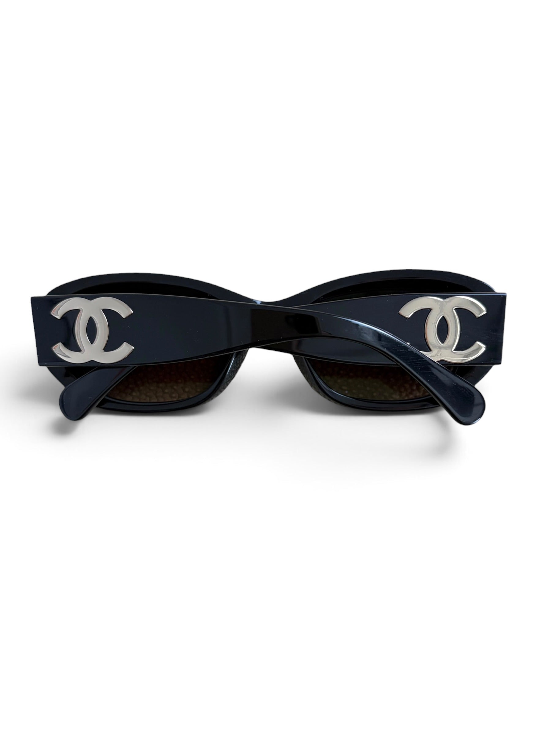 Chanel Black Acetate CC Rectangle Sunglasses