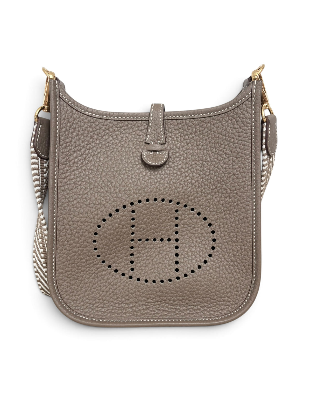 Hermes Etoupe Gris Pale Clemence Amazone Mini Evelyne 16 TPM