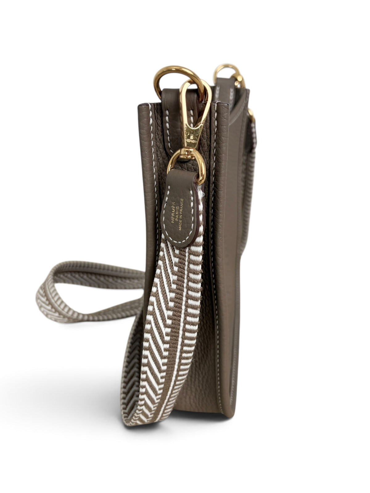 Hermes Etoupe Gris Pale Clemence Amazone Mini Evelyne 16 TPM