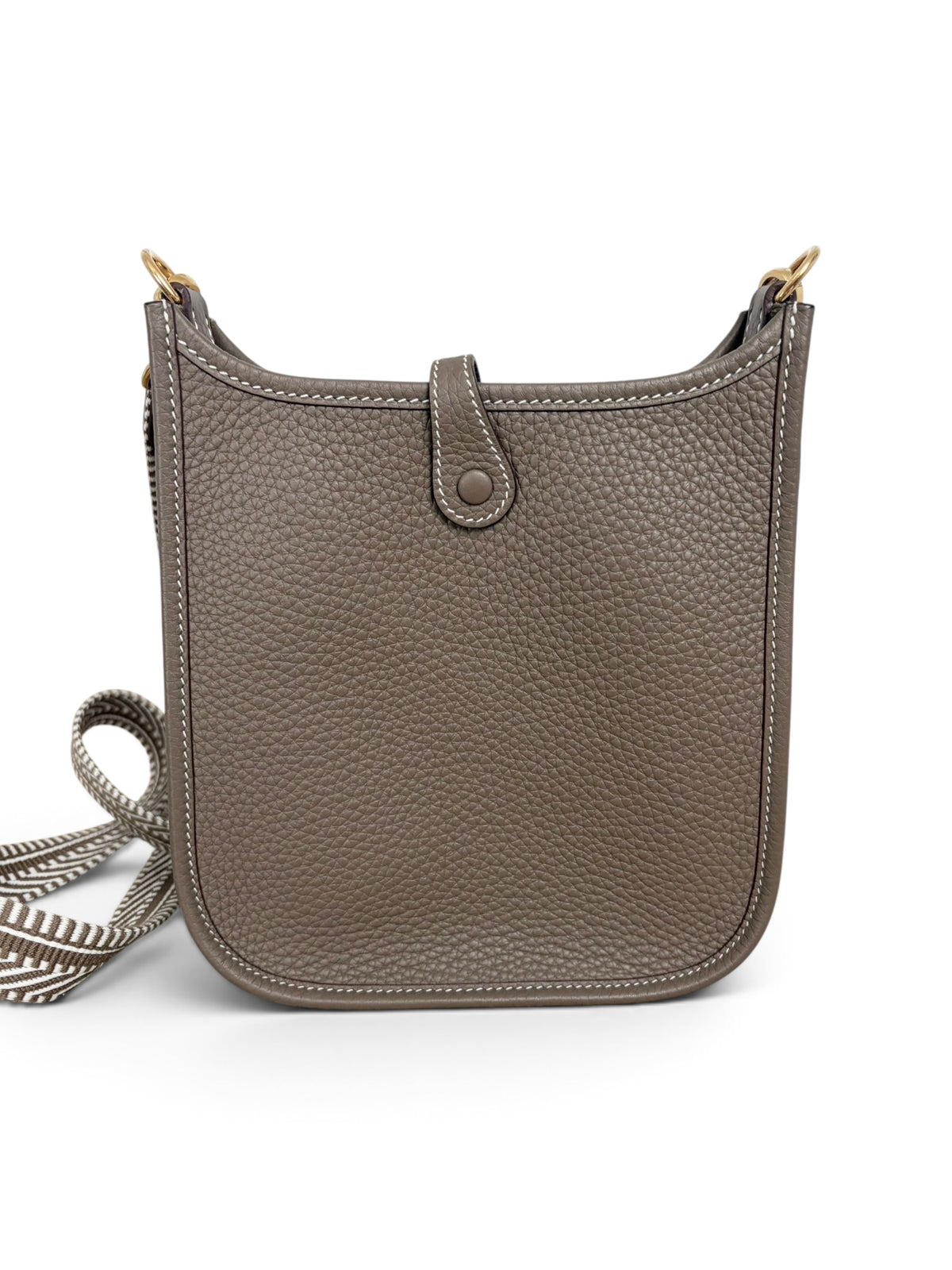 Hermes Etoupe Gris Pale Clemence Amazone Mini Evelyne 16 TPM