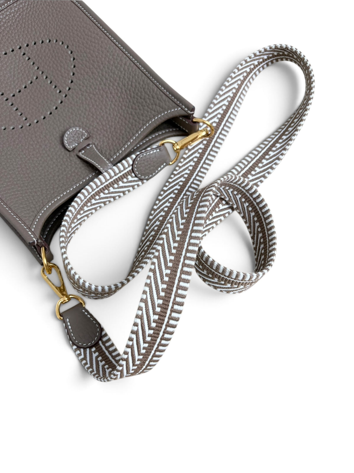 Hermes Etoupe Gris Pale Clemence Amazone Mini Evelyne 16 TPM