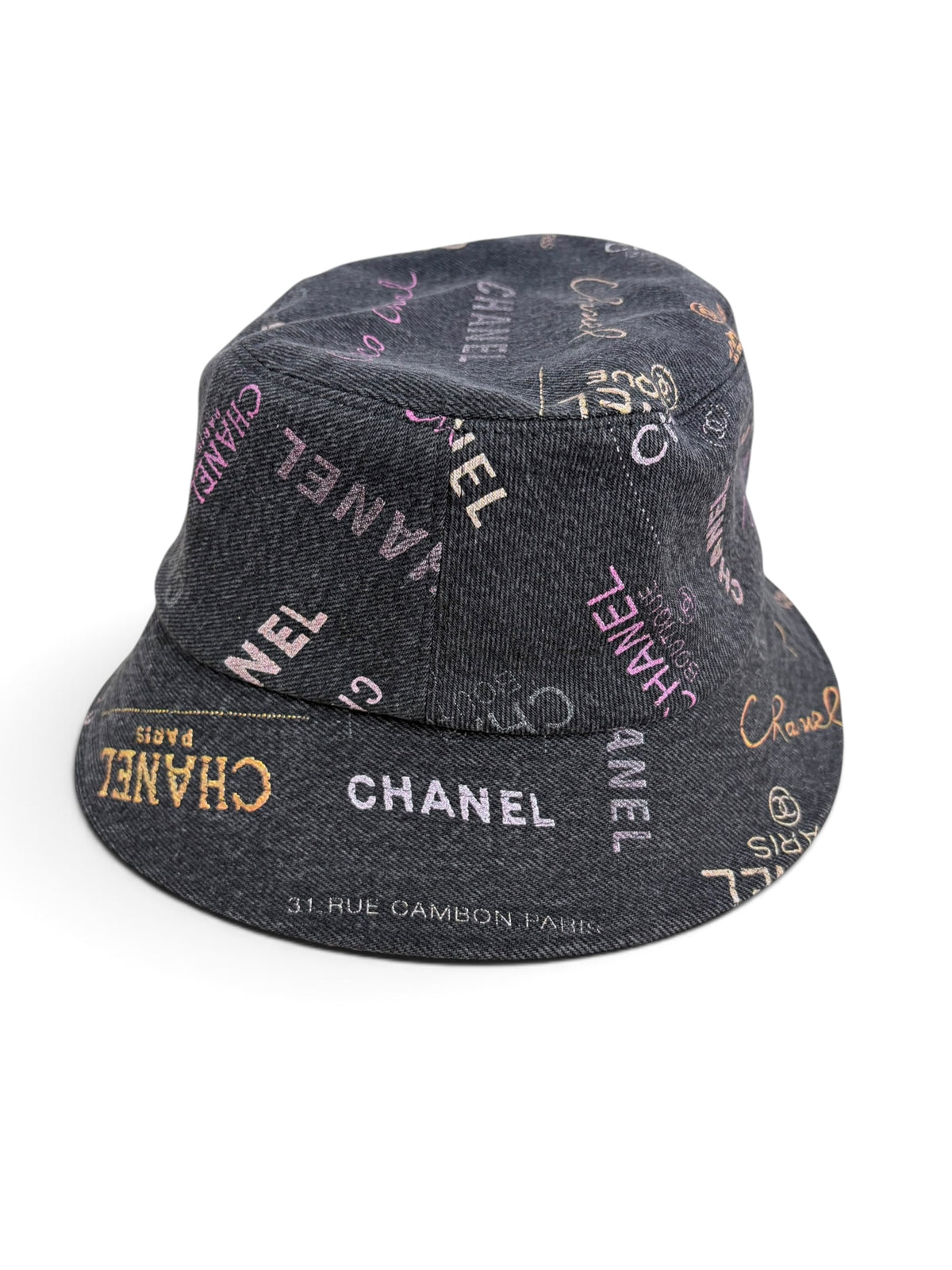 Chanel Black Denim Mood Cloche Bucket Hat
