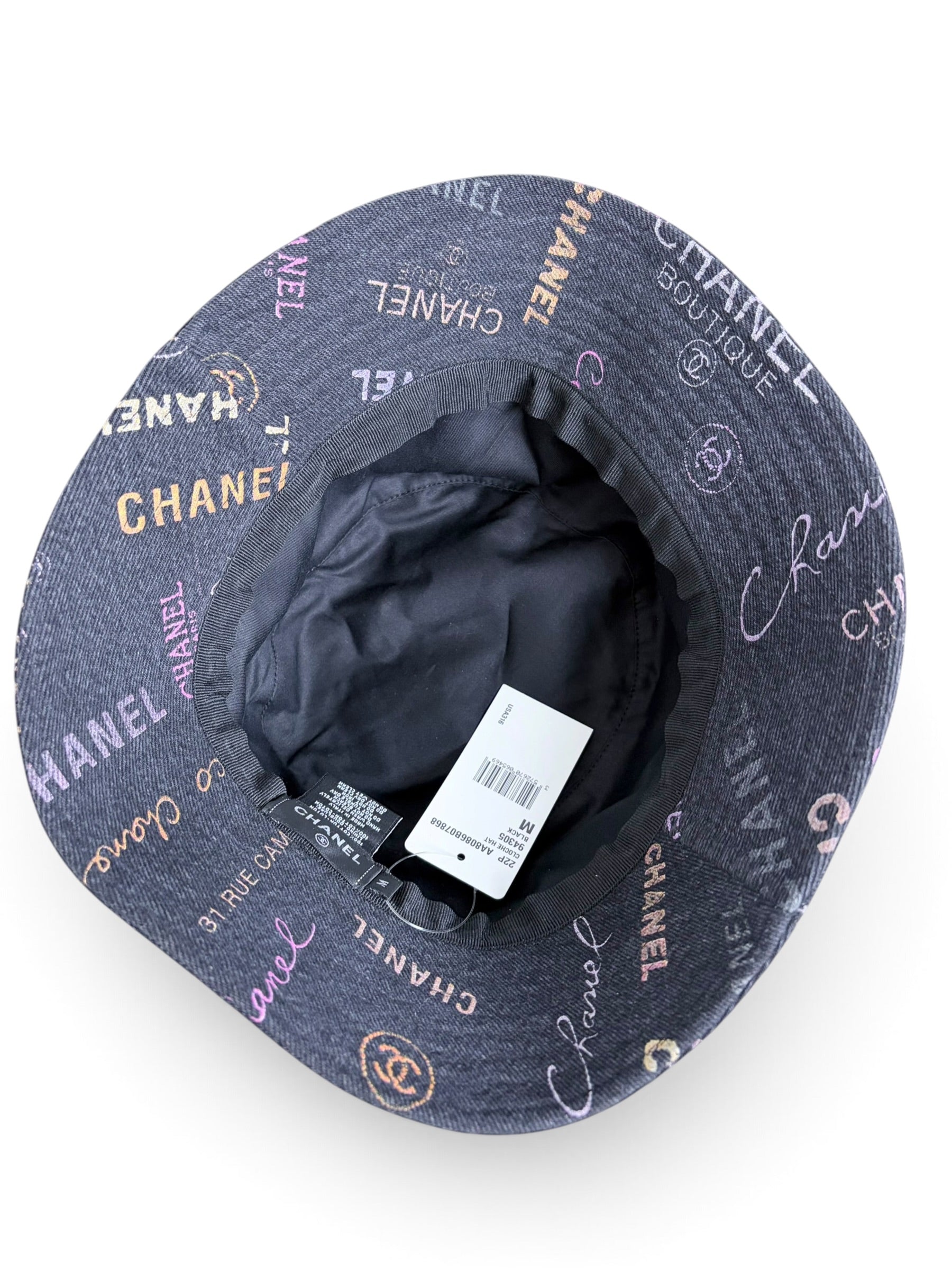 Chanel Black Denim Mood Cloche Bucket Hat
