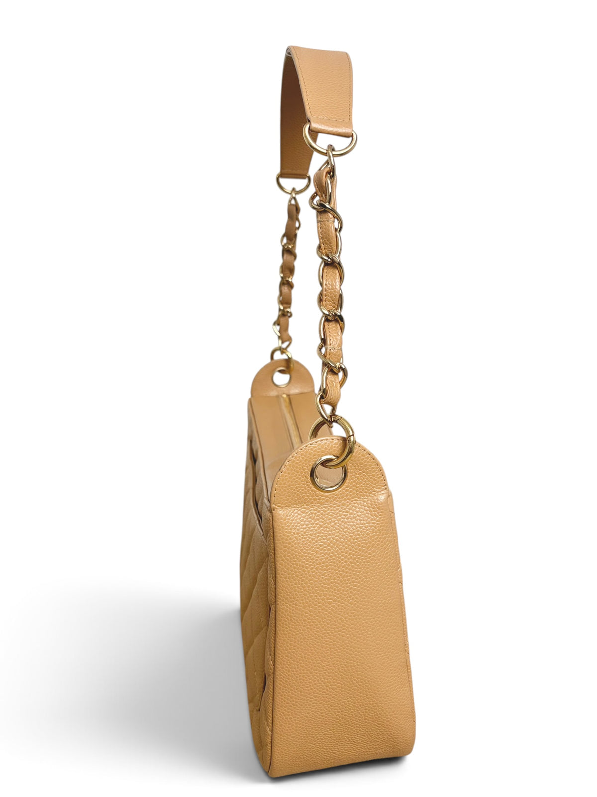 Chanel Vintage Beige Caviar Timeless CC Shoulder Bag