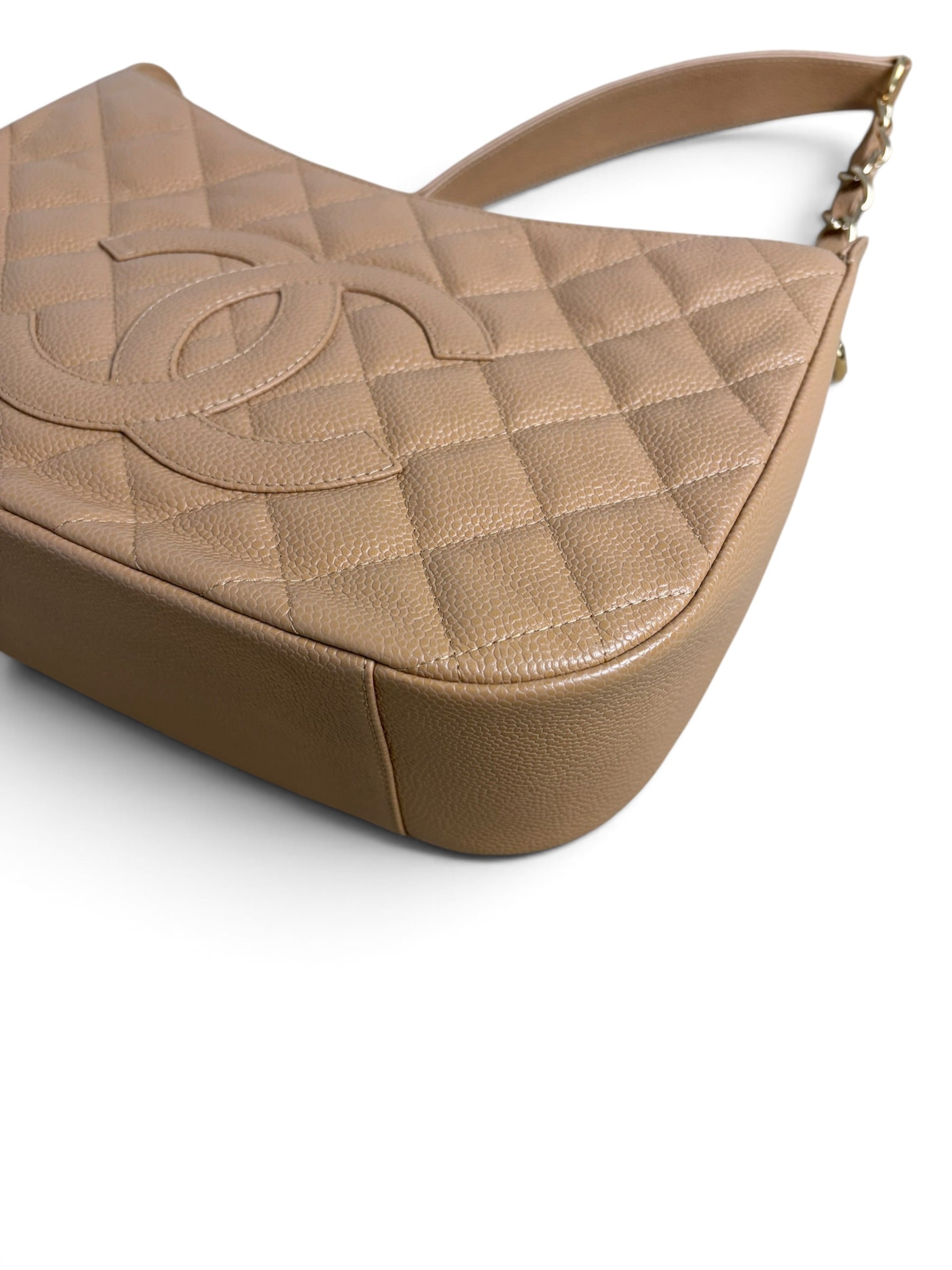 Chanel Vintage Beige Caviar Timeless CC Shoulder Bag
