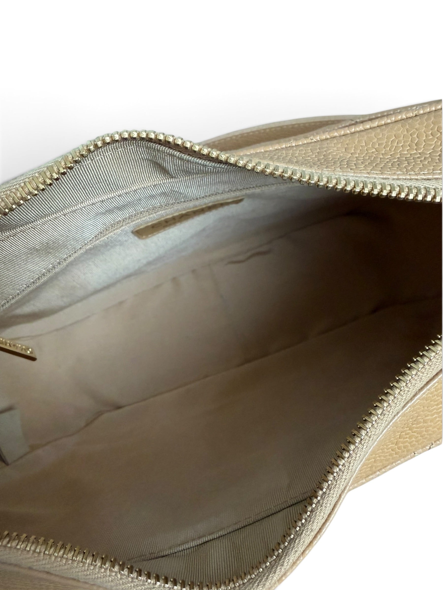 Chanel Vintage Beige Caviar Timeless CC Shoulder Bag