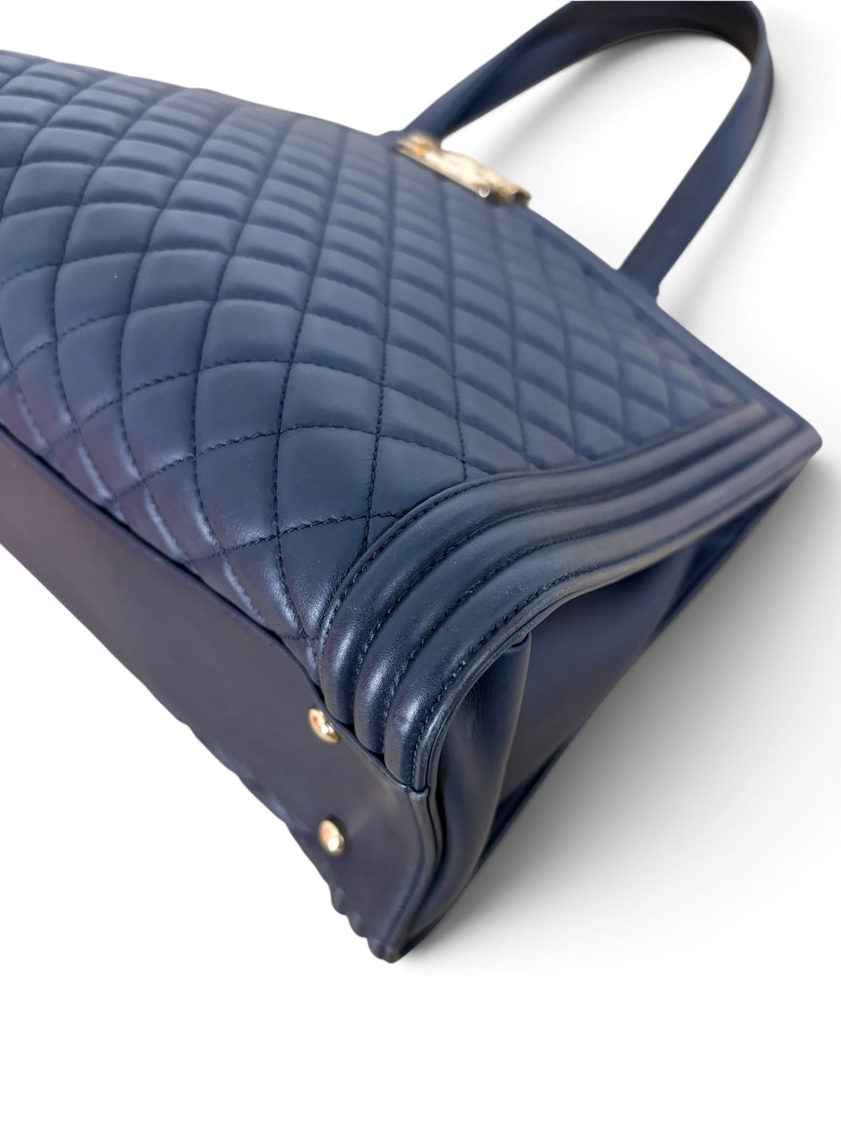Chanel Navy Calfskin Boy Shopping Tote