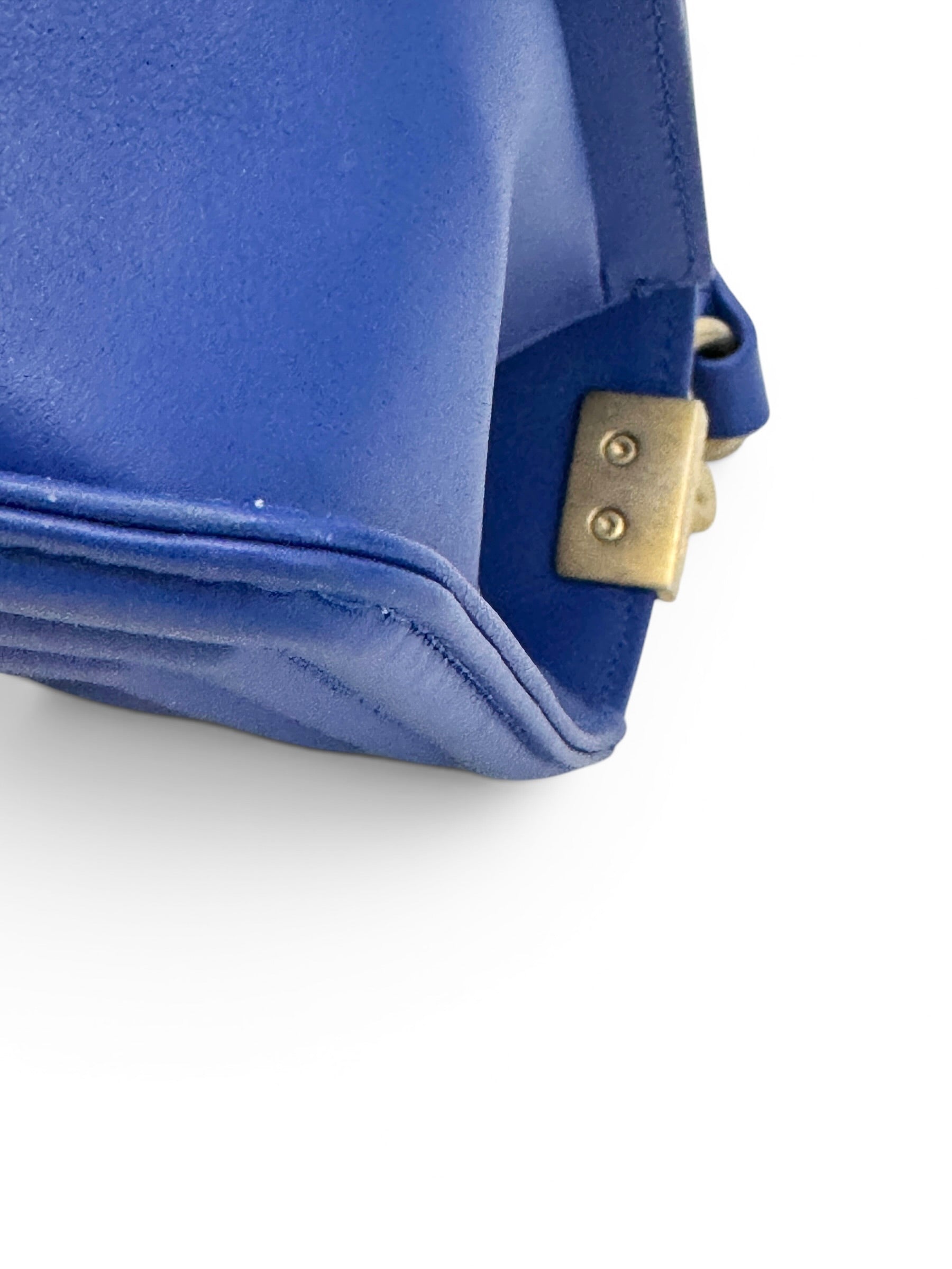 Chanel Blue Lambskin Chevron Small Boy Bag