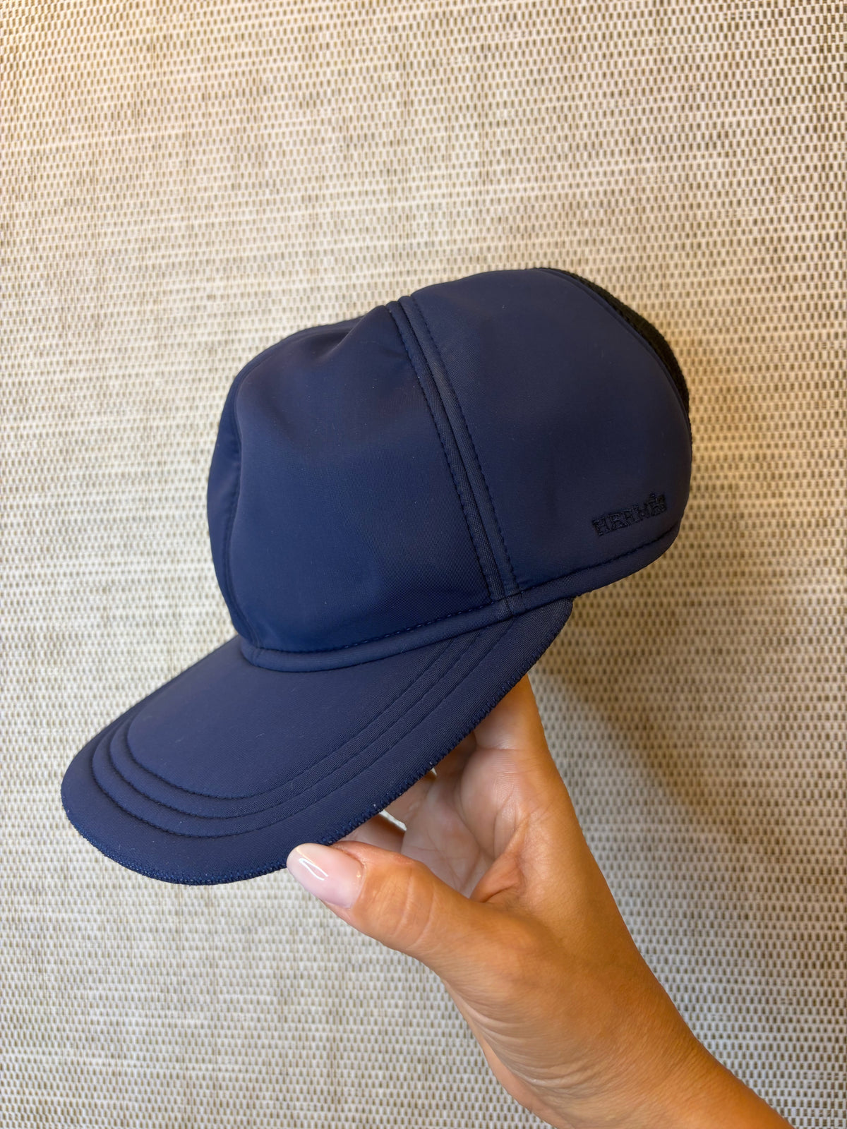 Hermes Navy Neoprene Ball Cap Size Small