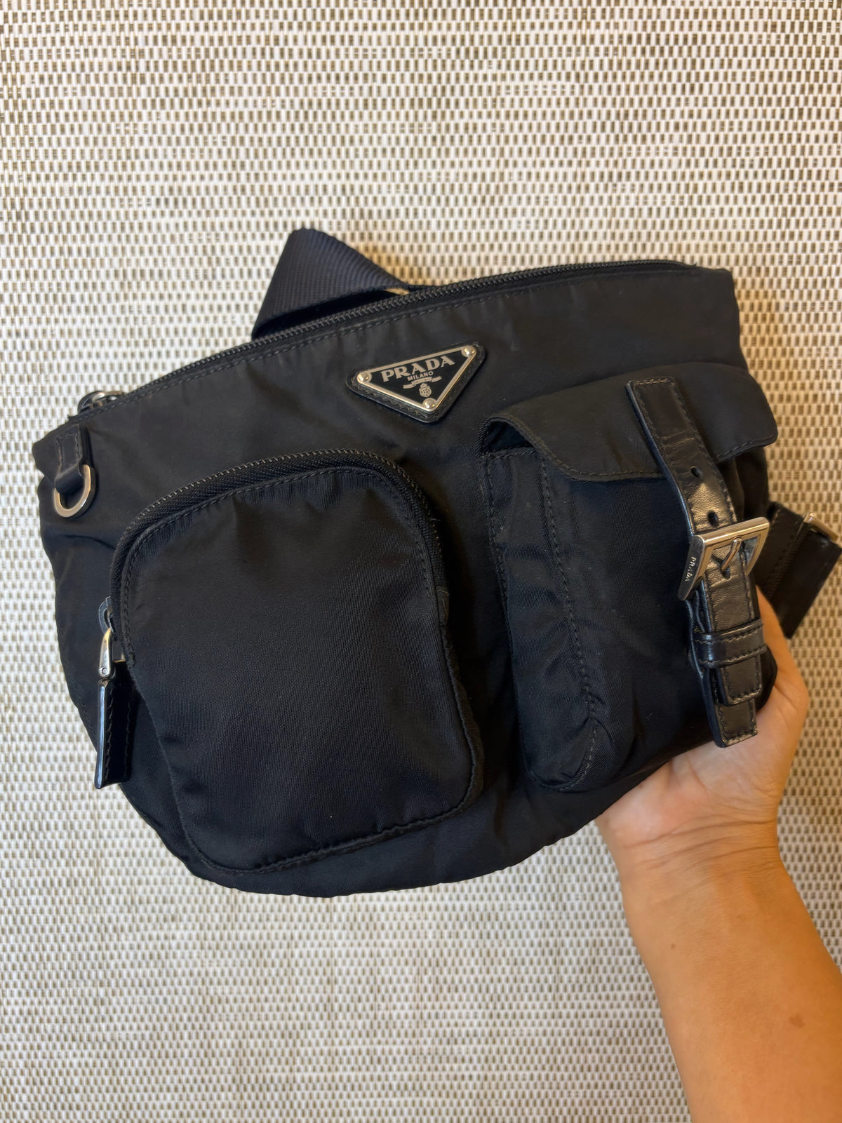 Prada Vintage Black Nylon Bum Bag