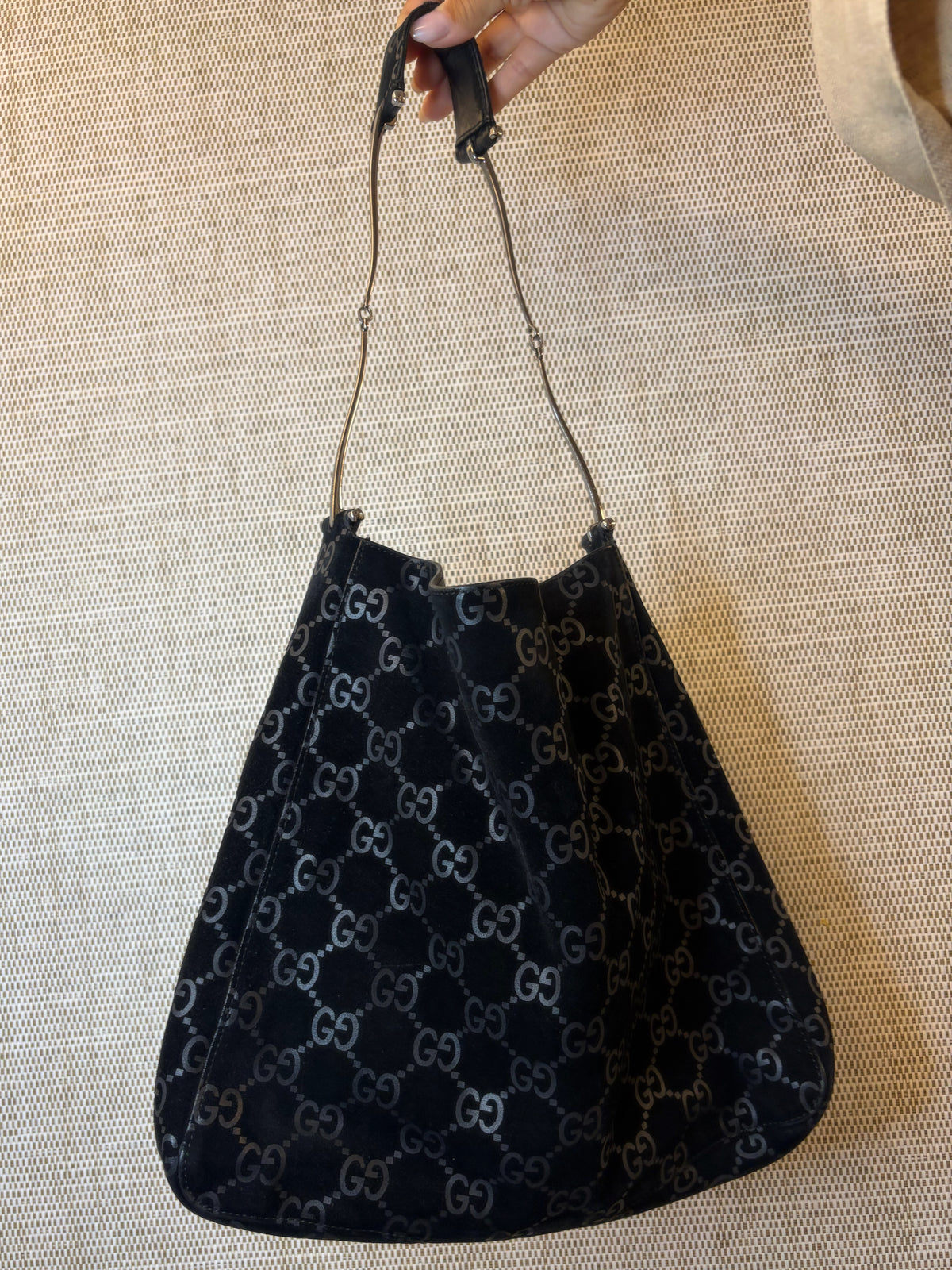 Gucci Vintage Black Monogram Shoulder Bag