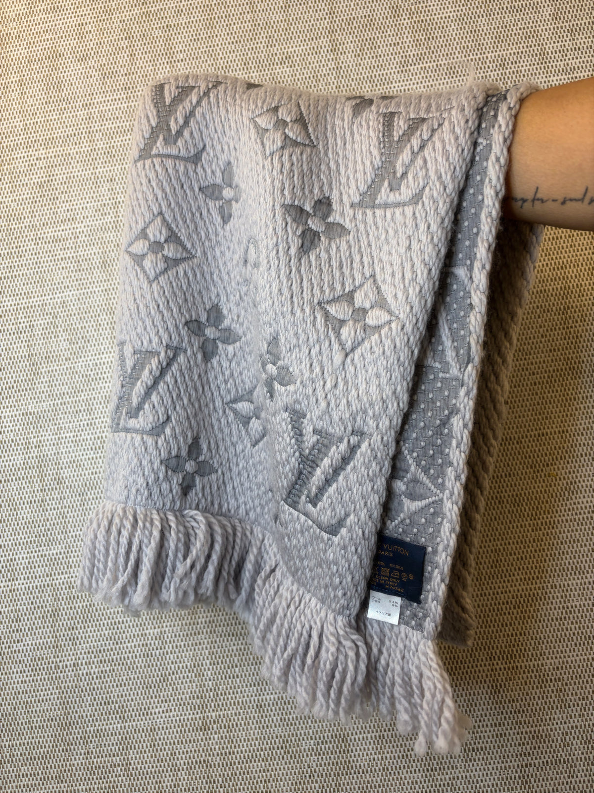 Louis Vuitton Giant Logomania Wool Fringe Scarf