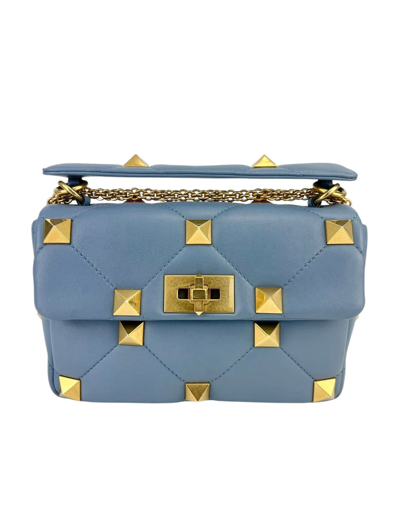 Valentino Garavani Nappa Blue Roman Stud Flap