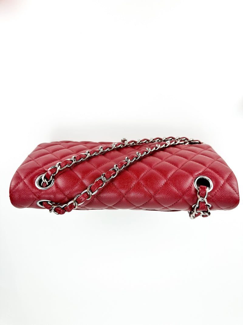 Chanel Red Caviar Leather Classic Double Flap