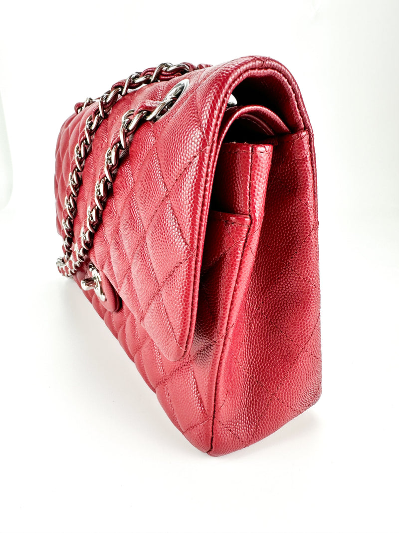 Chanel Red Caviar Leather Classic Double Flap