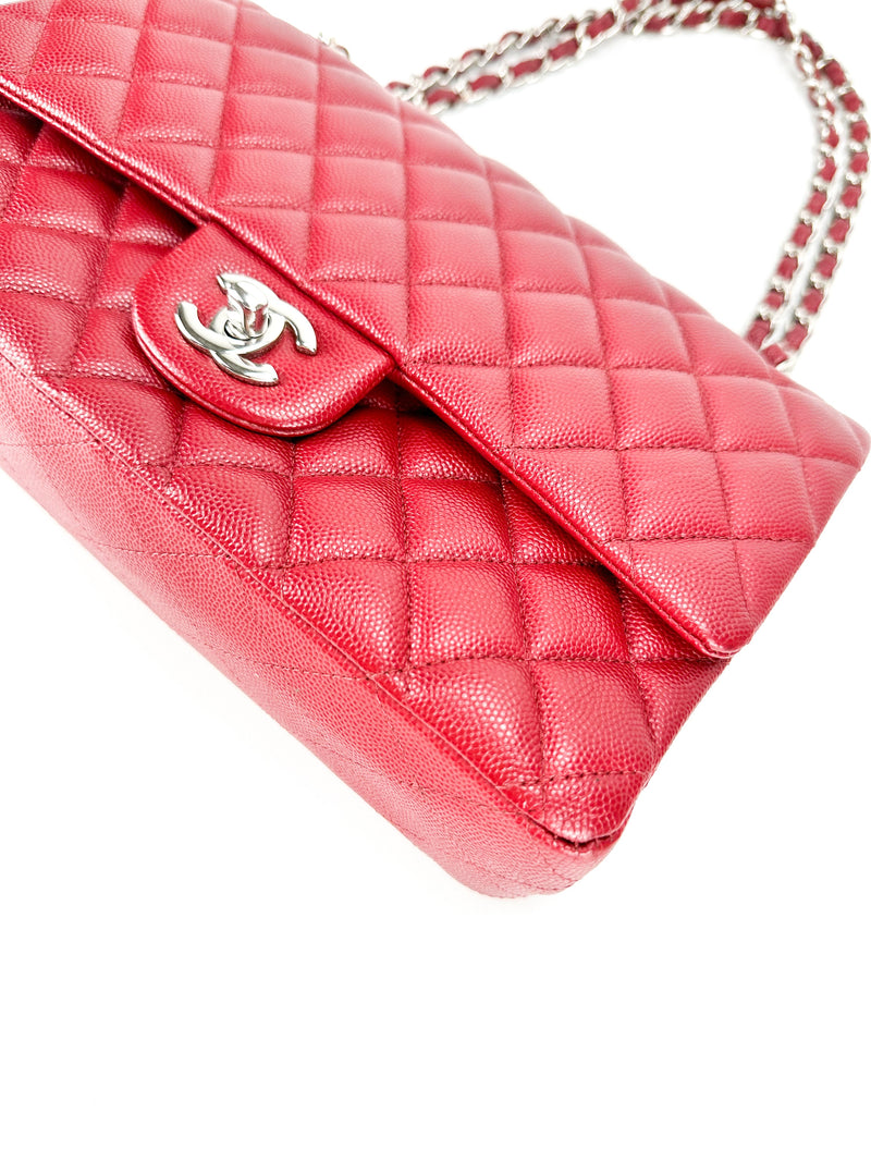 Chanel Red Caviar Leather Classic Double Flap