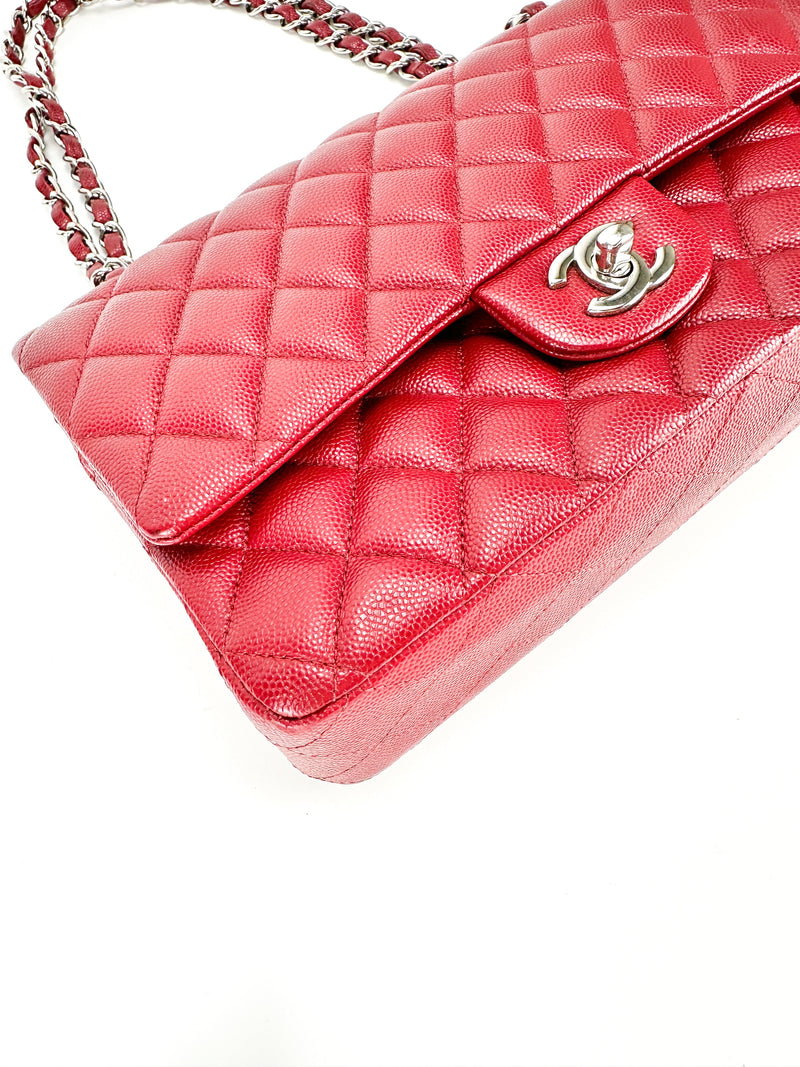 Chanel Red Caviar Leather Classic Double Flap