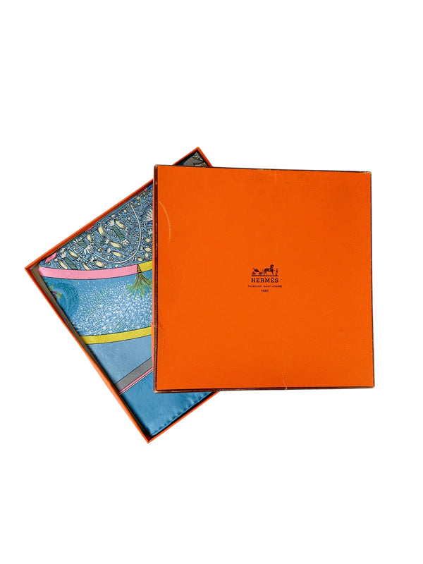Hermes Blue/Pink Feux D'Artifice Scarf