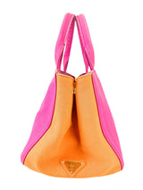 Prada Pink and Orange Limited Edition Canapa Tote Large