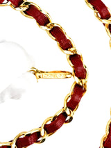 Chanel Vintage 24K Gold Plated Chain and Red Leather Medallion Belt