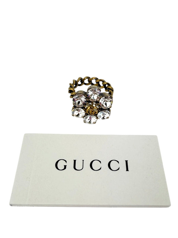 Gucci Crystal Double G Ring