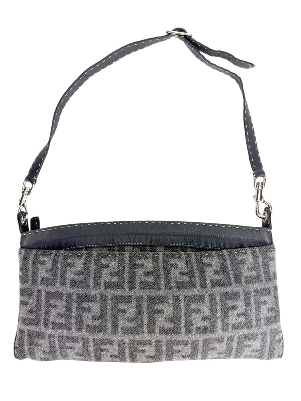 Fendi Gray Wool Sellaria Shoulder Bag