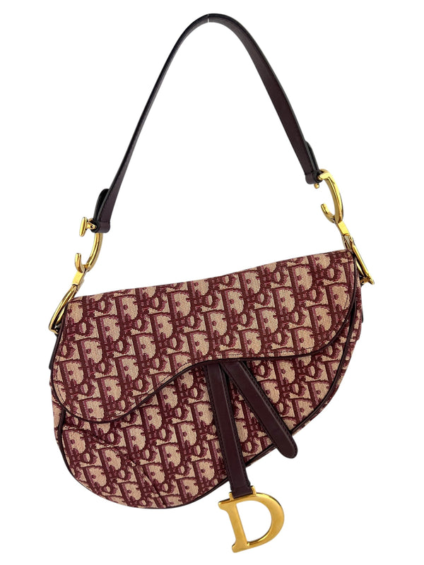 Christian Dior Burgundy Oblique Saddle Bag