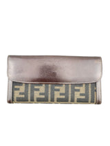Fendi Brown Canvas Zucca Long Wallet