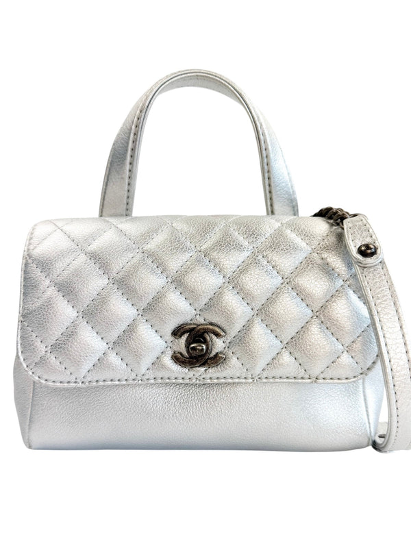 Chanel Metallic Quilted Calfskin Pilot Essentials Small Flap Bag