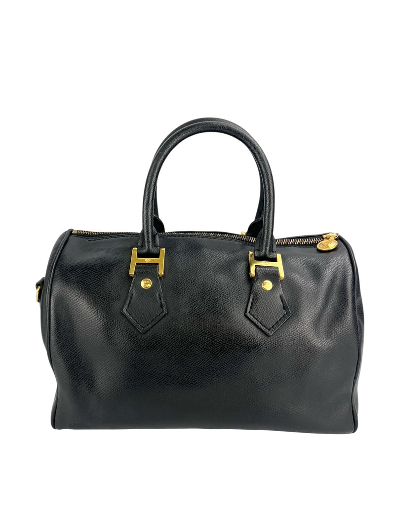 MCM Black Leather Heritage Boston Bag