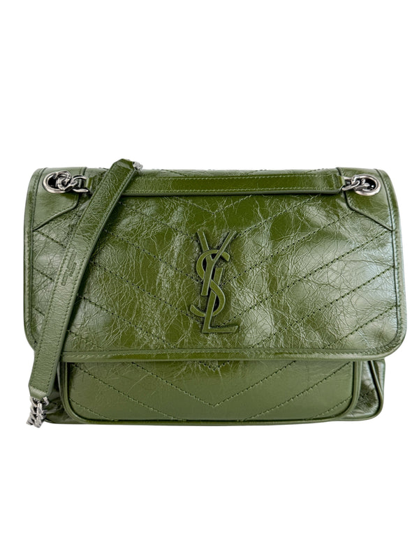 Saint Laurent Crinkled Calfskin Medium Niki Handbag