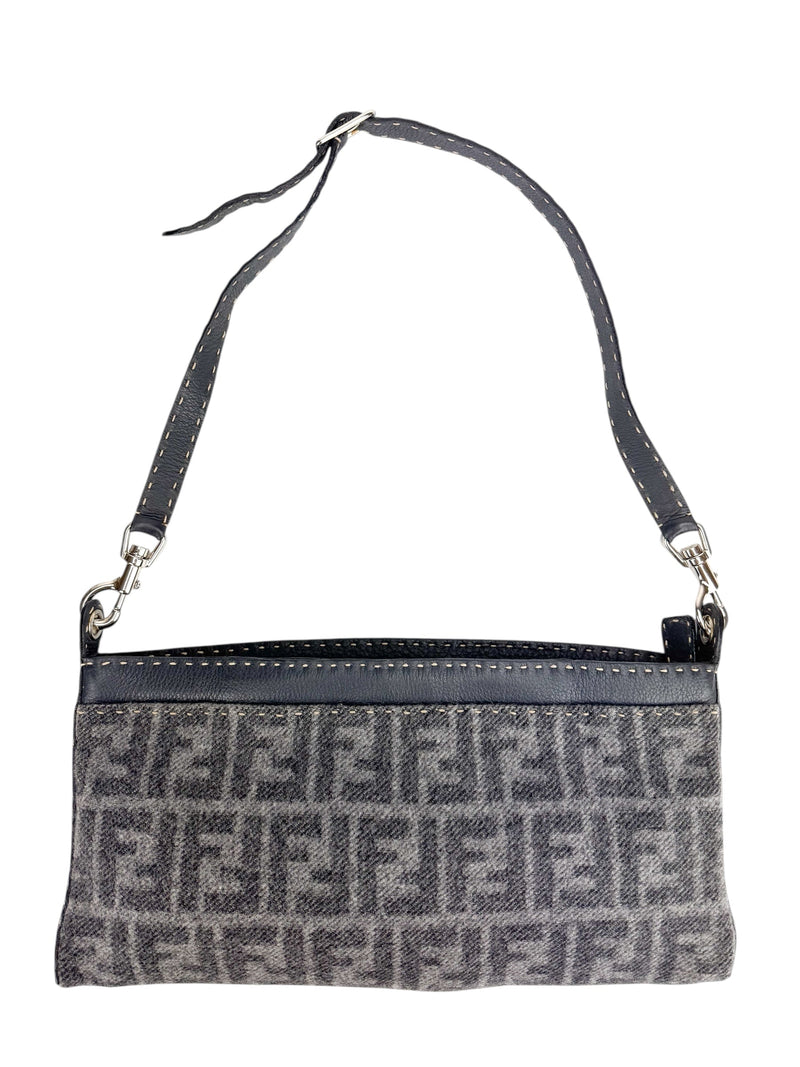 Fendi Gray Wool Sellaria Shoulder Bag