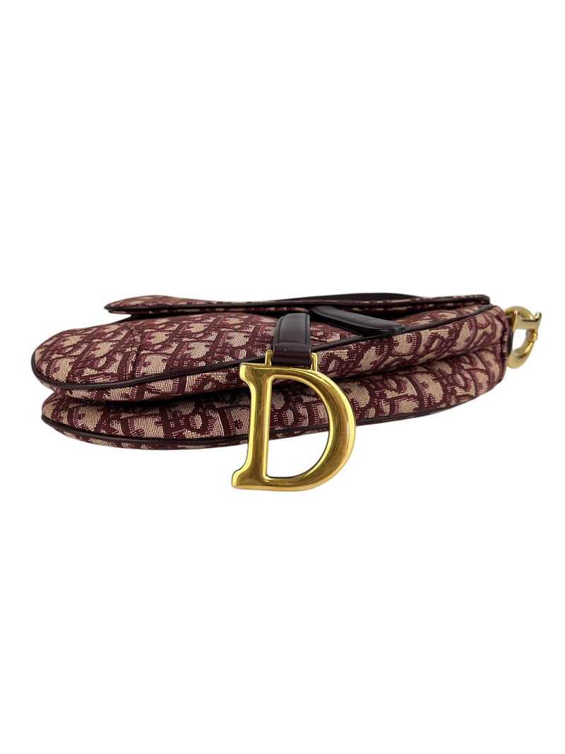 Christian Dior Burgundy Oblique Saddle Bag